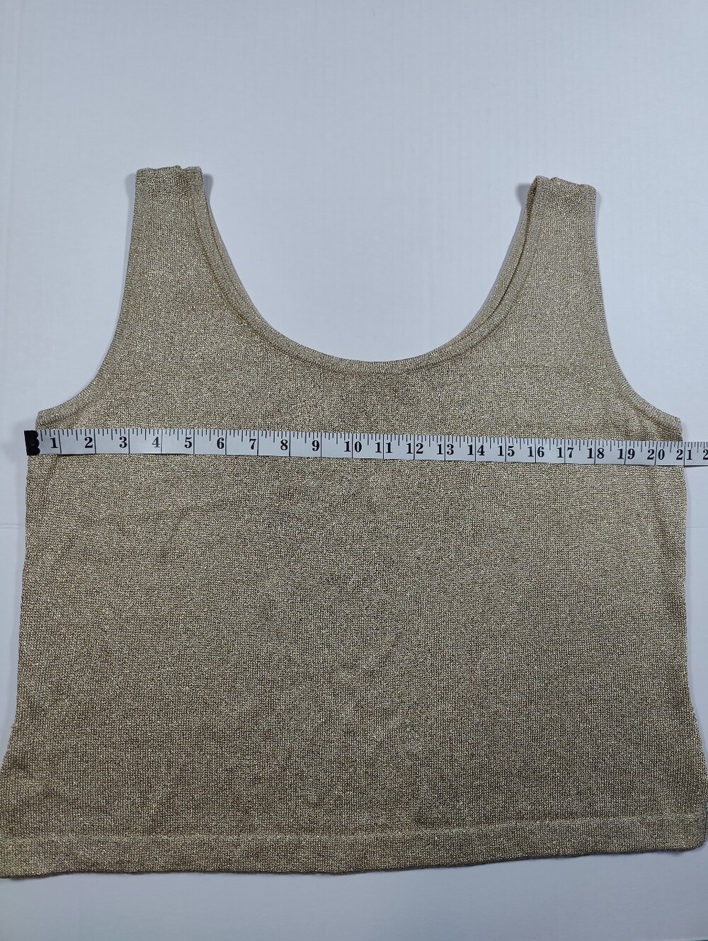 VTG St. John Gold Merallic Shimmering Santana Knit Tank Top Size L Made In USA - Picture 5 of 6